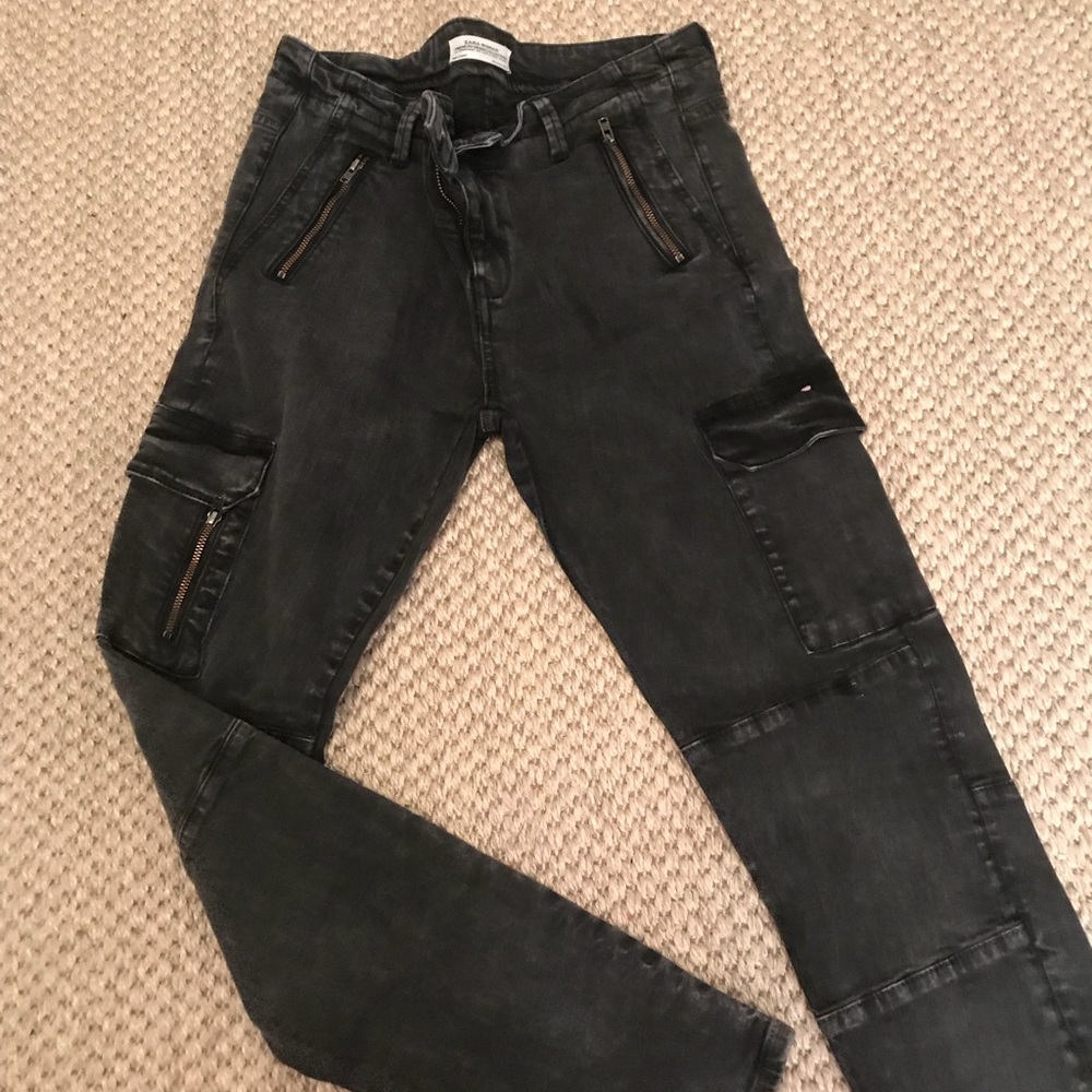 Dark Gray Cargo Skinny Jeans